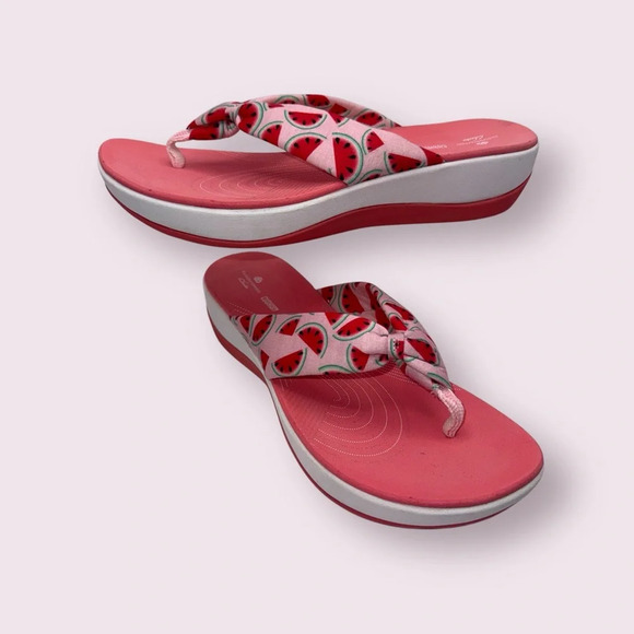 CLARKS ARLA GLISON CLOUDSTEPPERS Flip Flops Women’s 10 Pink Watermelon - Picture 1 of 10
